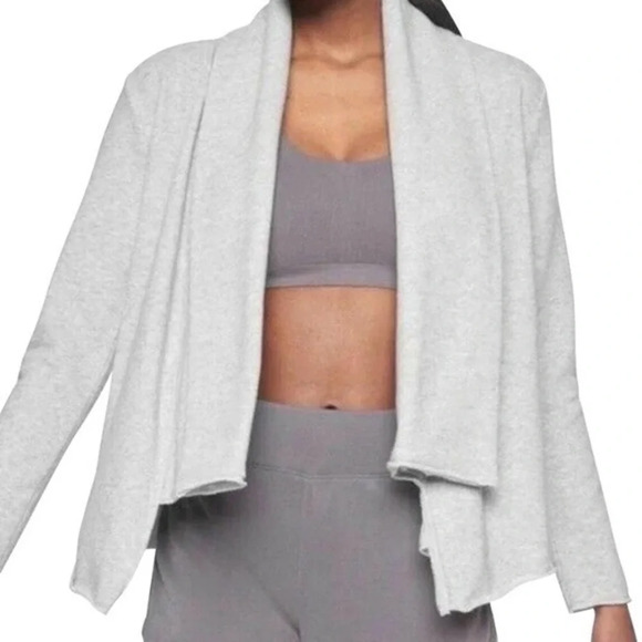 Athleta French Terry Tranquility Wrap Sweatshirt Grey - Picture 1 of 9